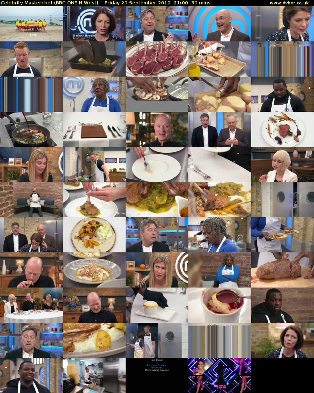 Celebrity Masterchef (BBC ONE N West) Friday 20 September 2019 21:00 - 21:30