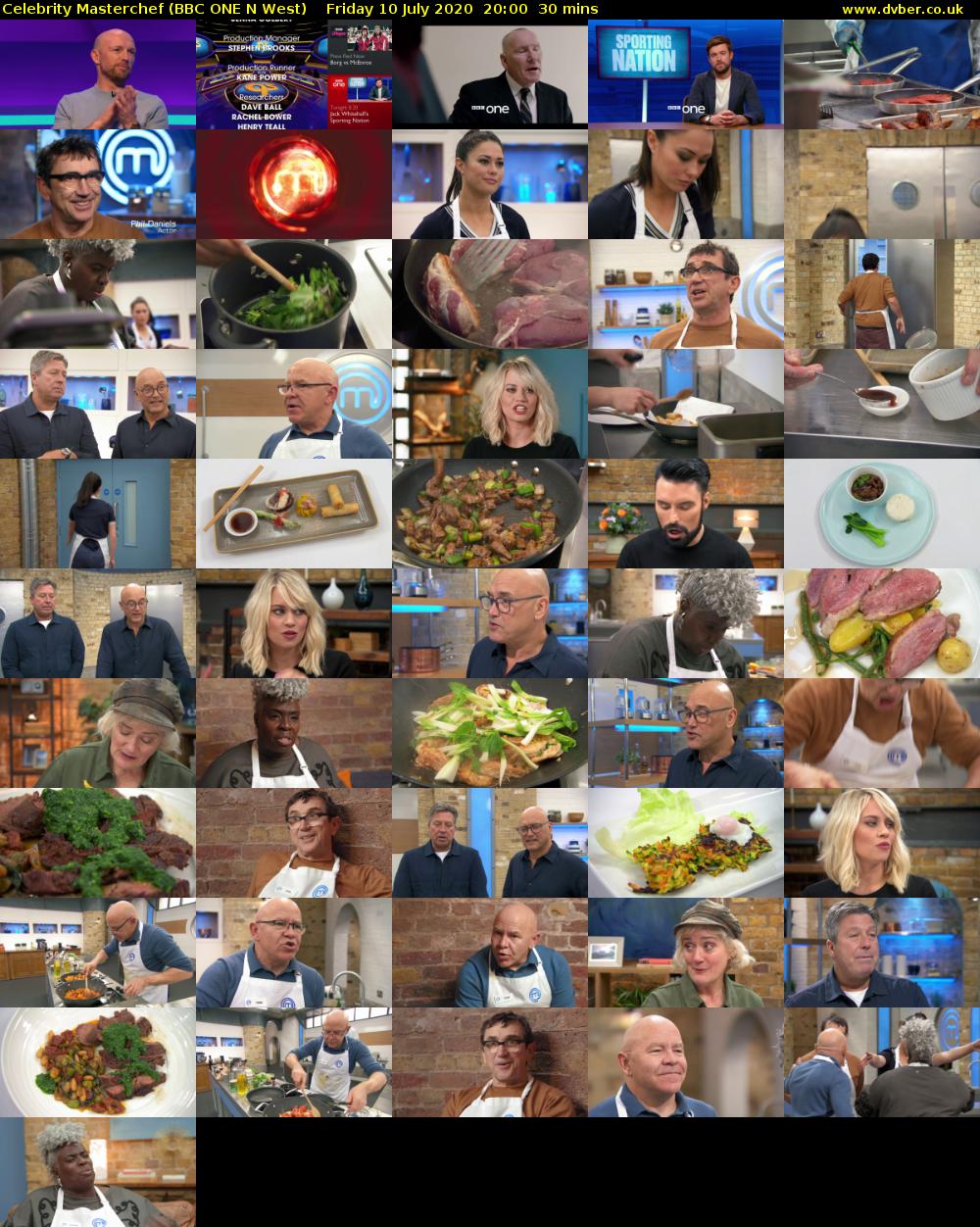 Celebrity Masterchef (BBC ONE N West) Friday 10 July 2020 20:00 - 20:30
