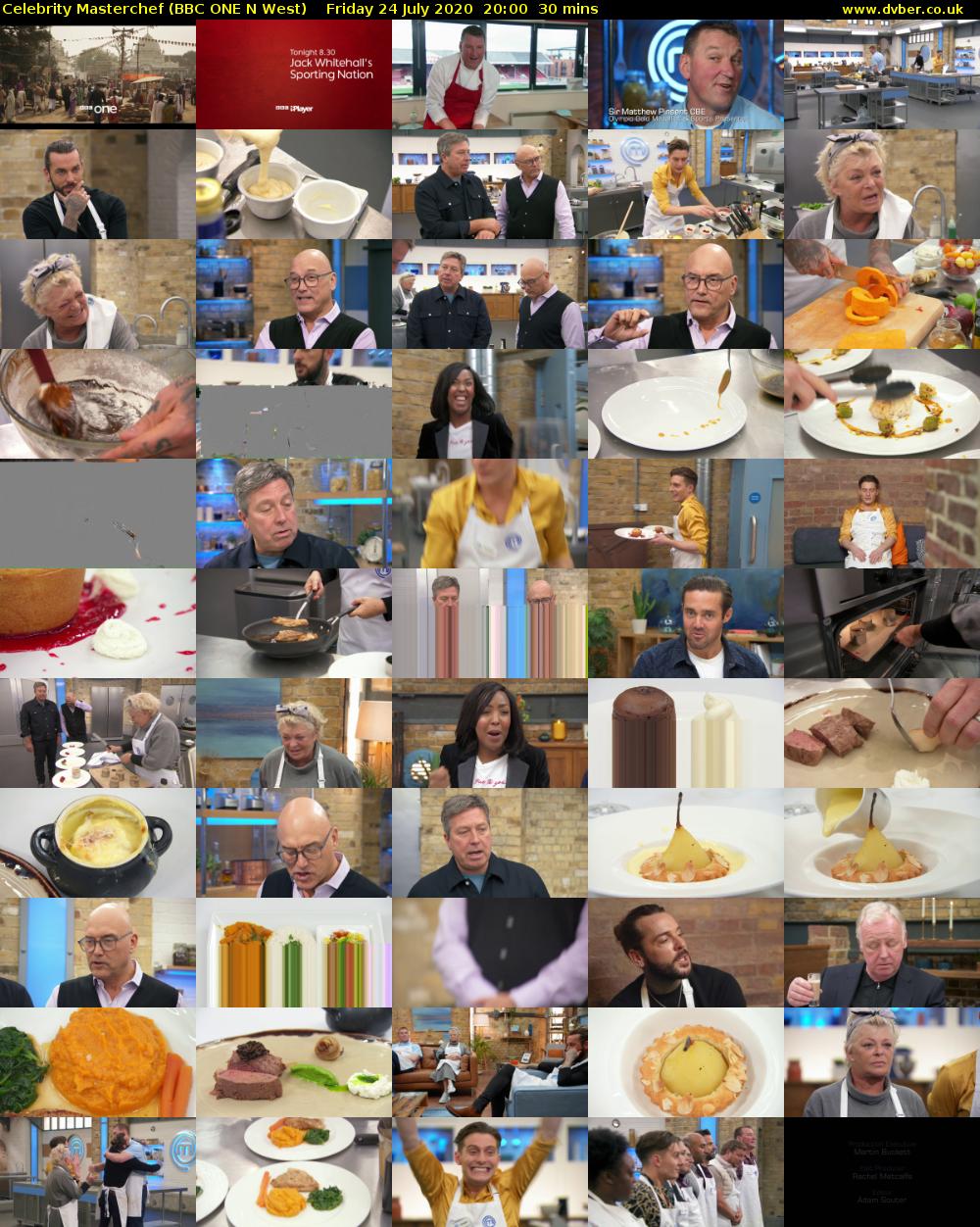 Celebrity Masterchef (BBC ONE N West) Friday 24 July 2020 20:00 - 20:30