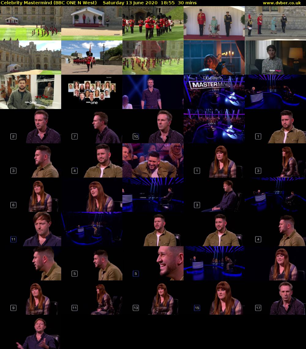 Celebrity Mastermind (BBC ONE N West) Saturday 13 June 2020 18:55 - 19:25