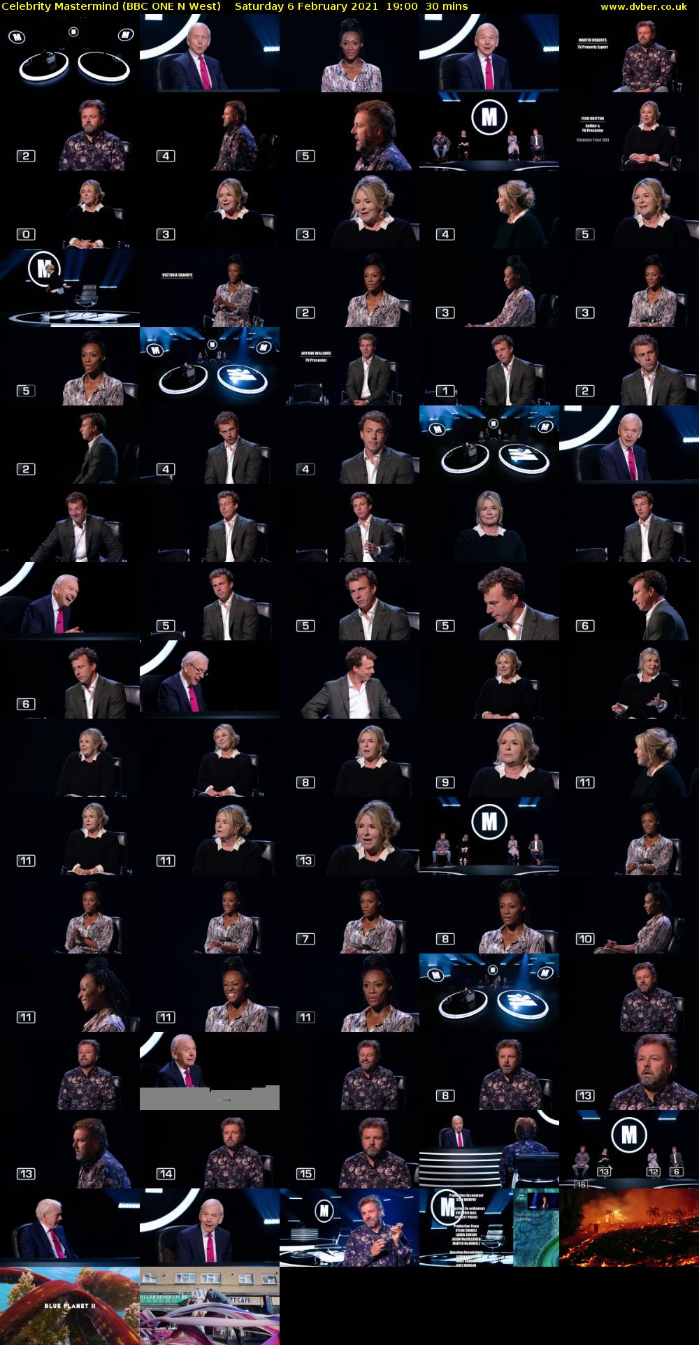 Celebrity Mastermind (BBC ONE N West) Saturday 6 February 2021 19:00 - 19:30