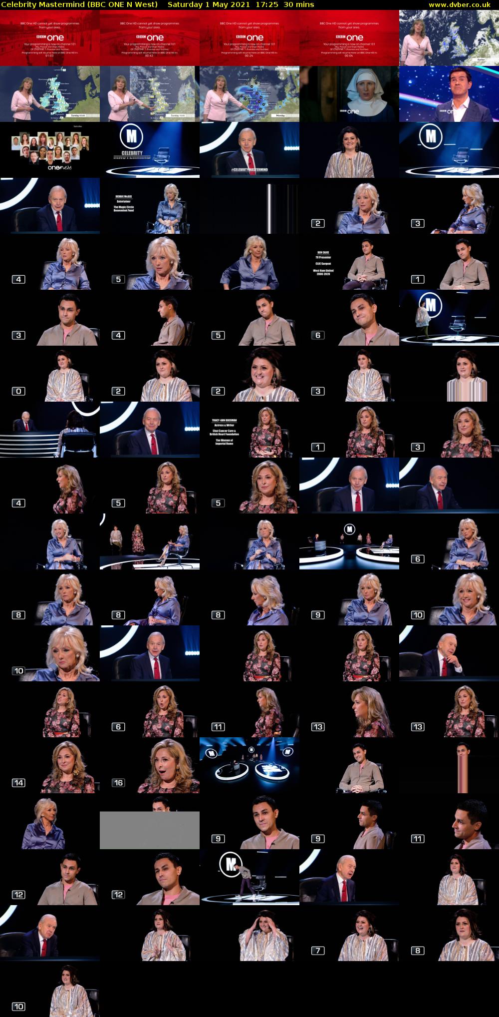 Celebrity Mastermind (BBC ONE N West) Saturday 1 May 2021 17:25 - 17:55