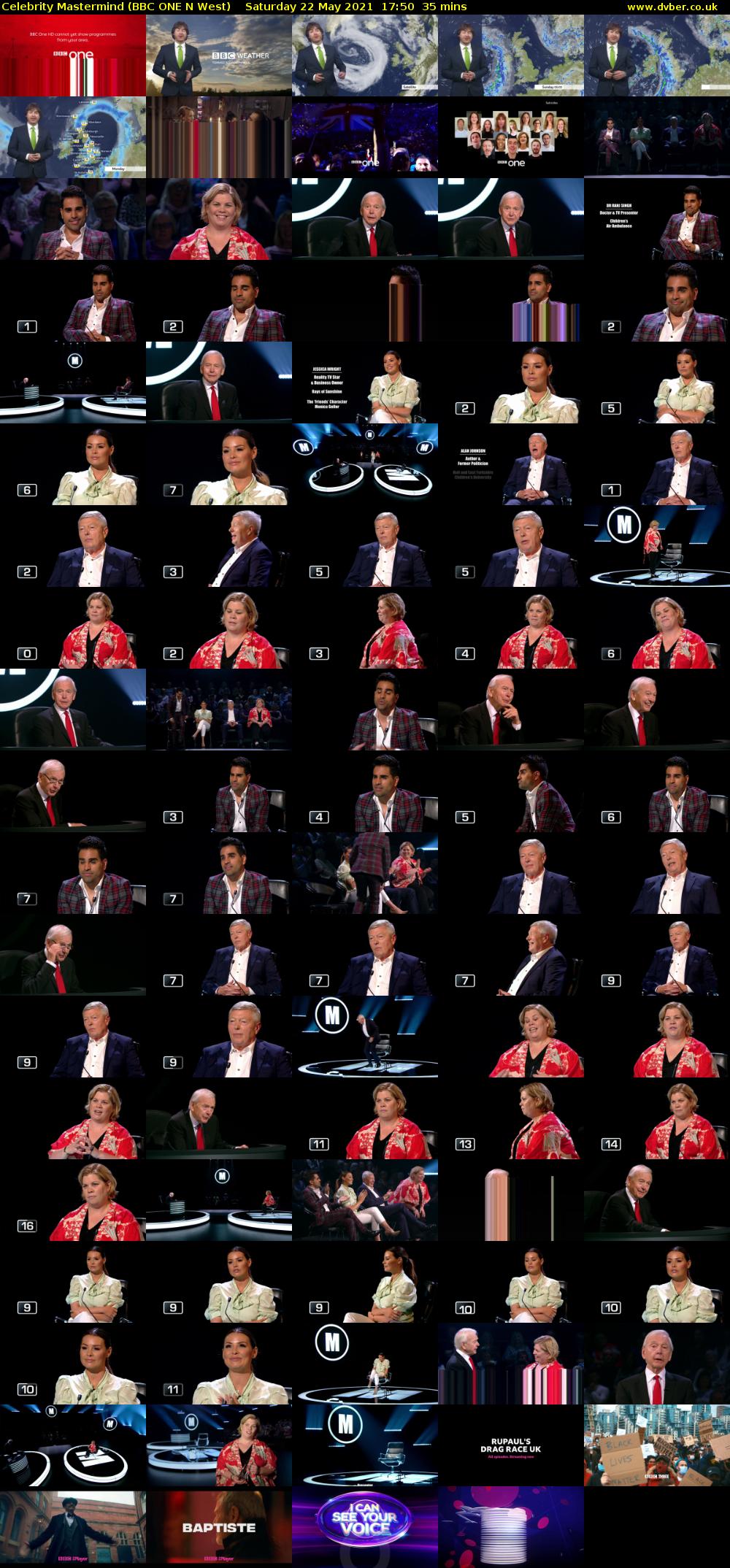 Celebrity Mastermind (BBC ONE N West) Saturday 22 May 2021 17:50 - 18:25