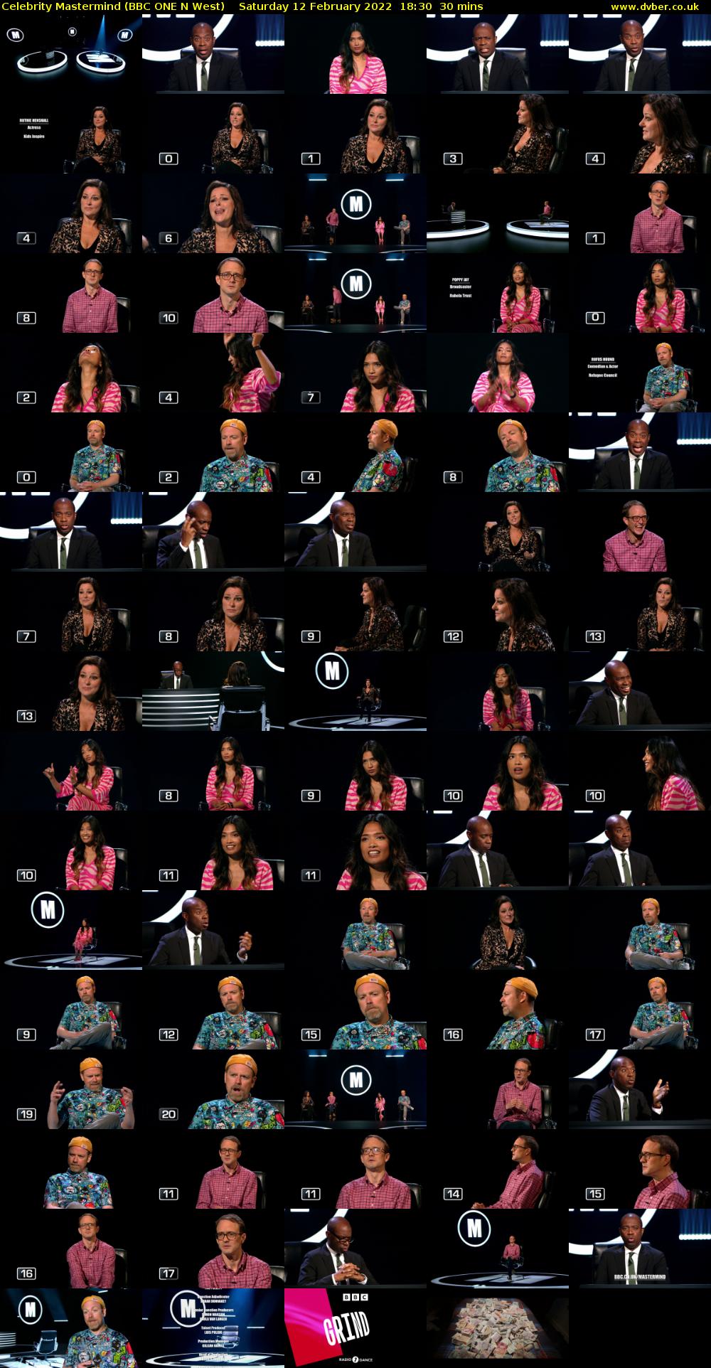 Celebrity Mastermind (BBC ONE N West) Saturday 12 February 2022 18:30 - 19:00