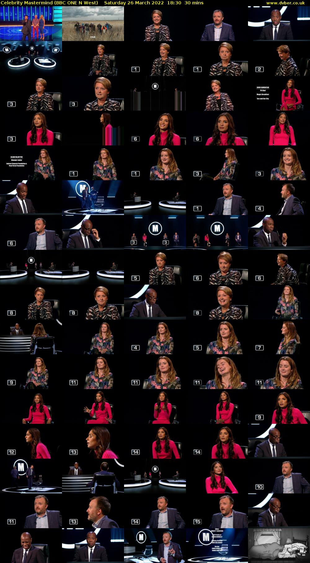 Celebrity Mastermind (BBC ONE N West) Saturday 26 March 2022 18:30 - 19:00