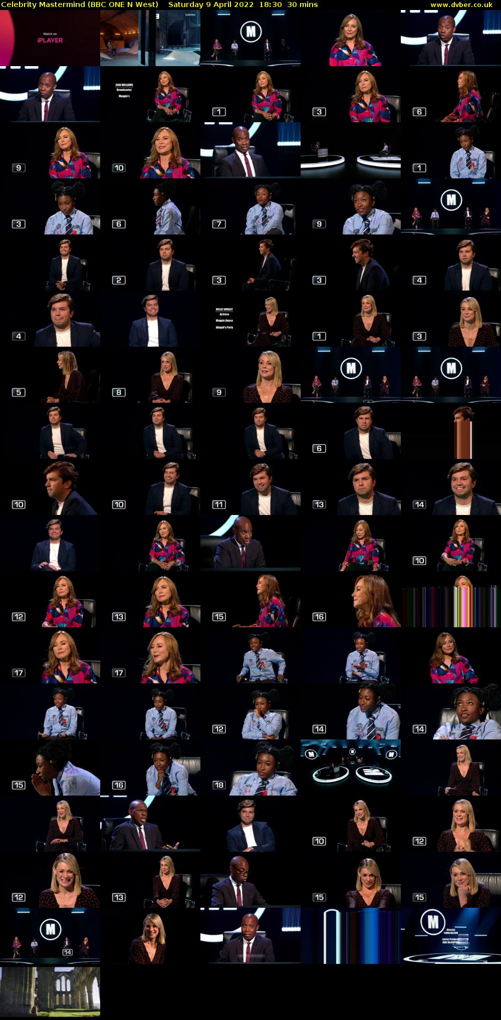 Celebrity Mastermind (BBC ONE N West) Saturday 9 April 2022 18:30 - 19:00