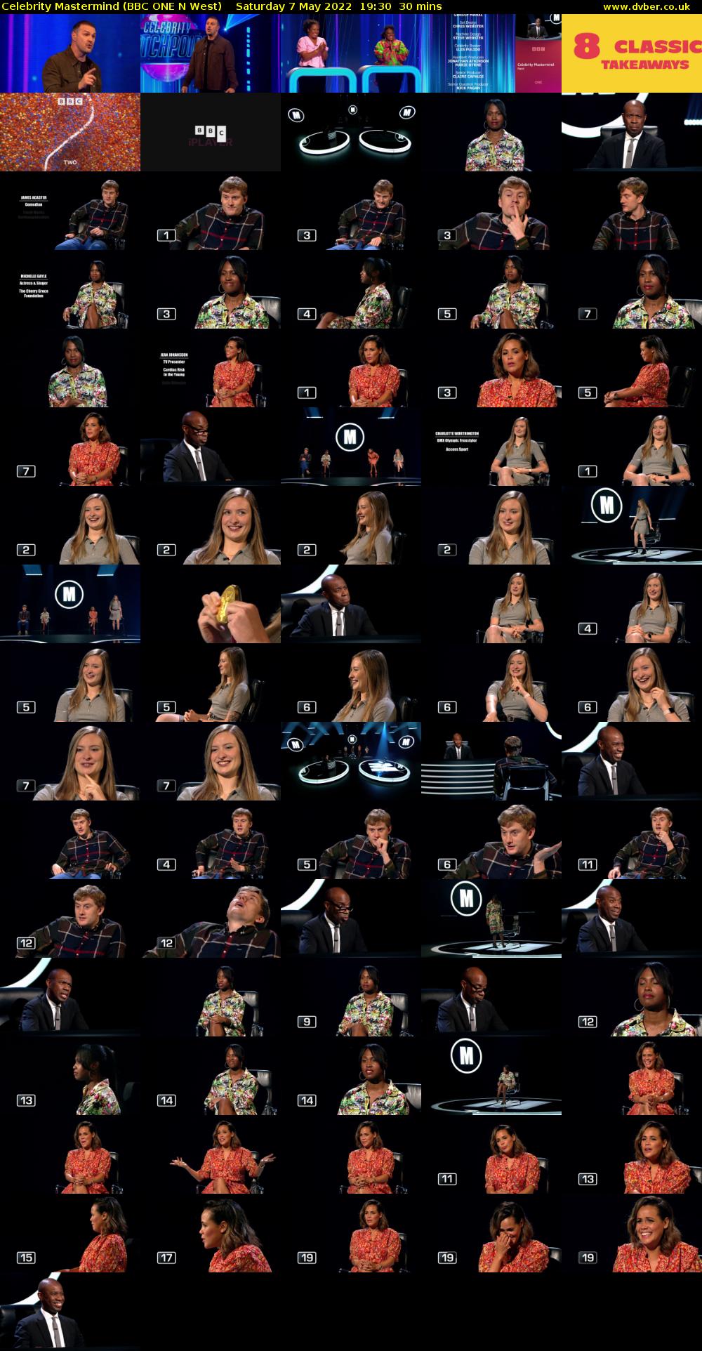 Celebrity Mastermind (BBC ONE N West) Saturday 7 May 2022 19:30 - 20:00