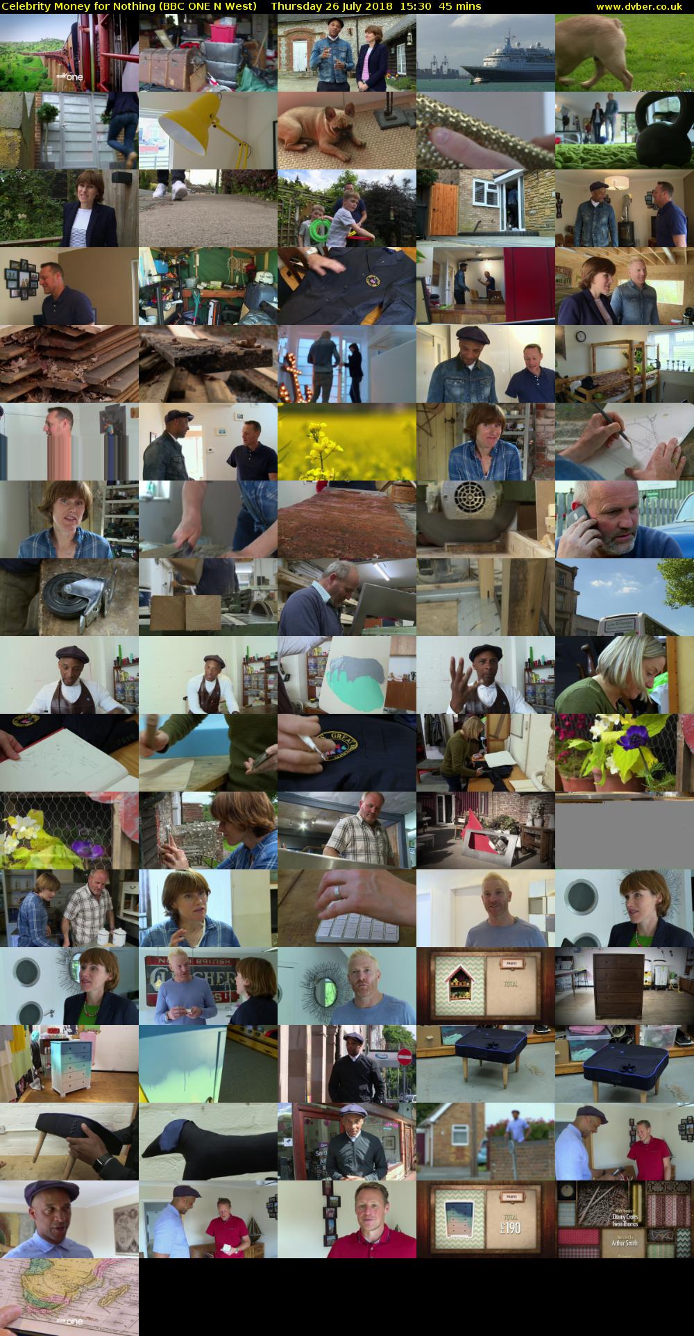 Celebrity Money for Nothing (BBC ONE N West) Thursday 26 July 2018 15:30 - 16:15