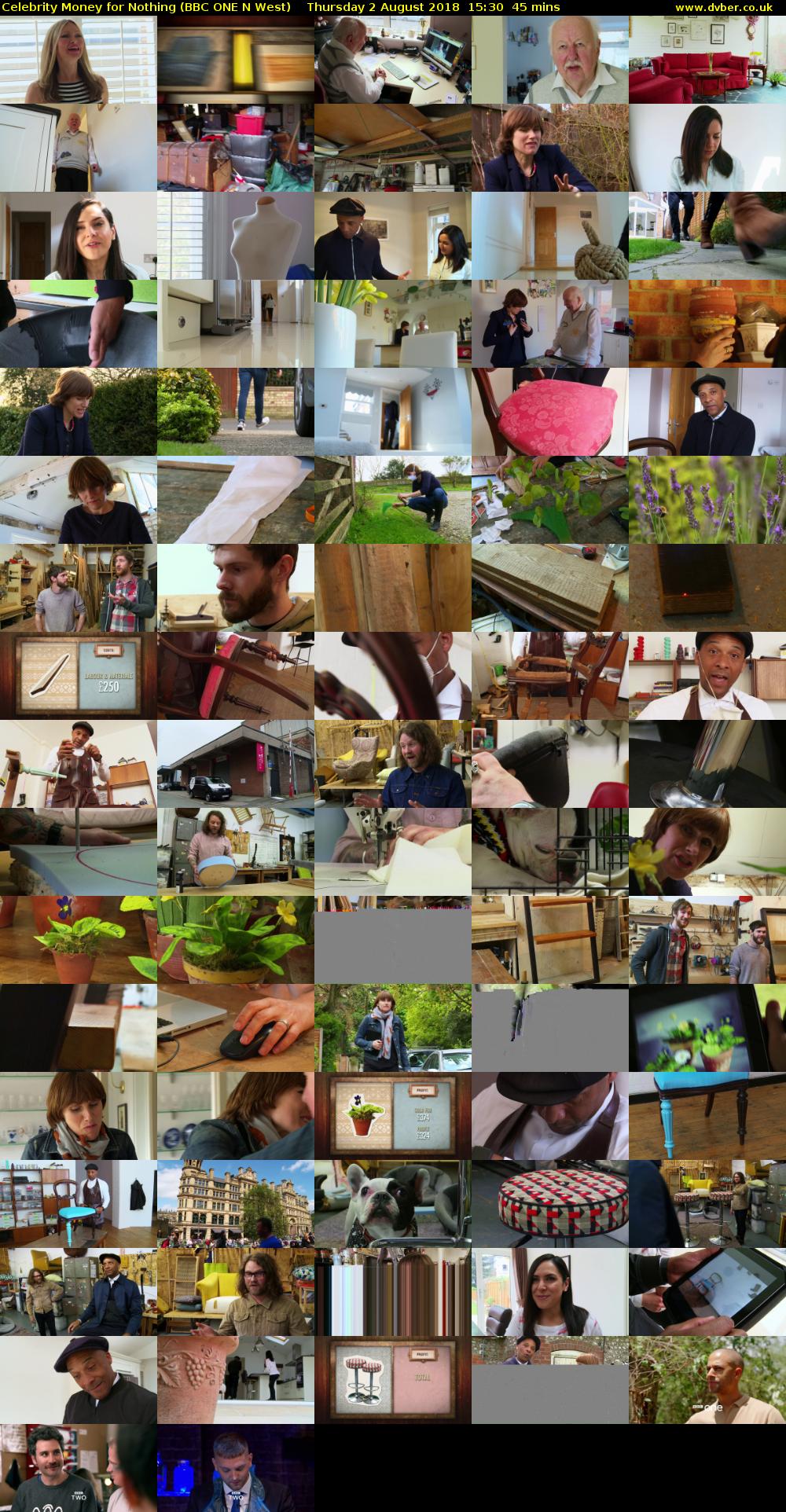 Celebrity Money for Nothing (BBC ONE N West) Thursday 2 August 2018 15:30 - 16:15