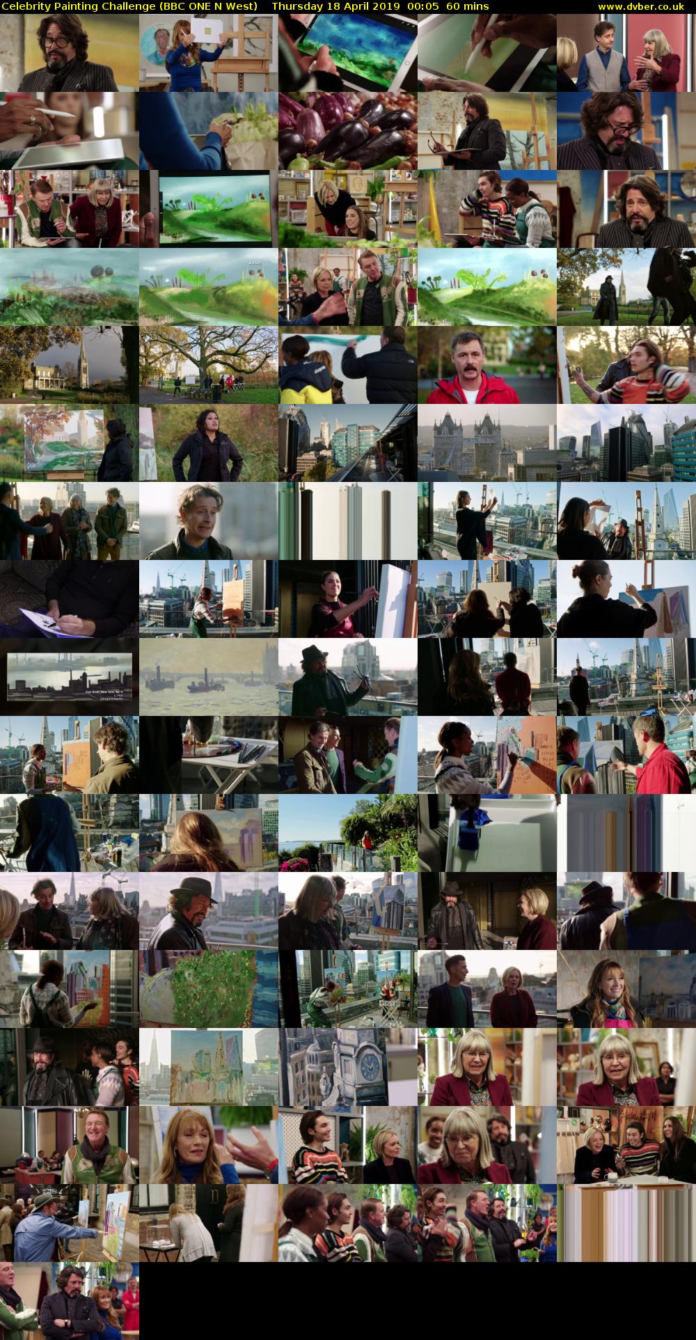 Celebrity Painting Challenge (BBC ONE N West) Thursday 18 April 2019 00:05 - 01:05