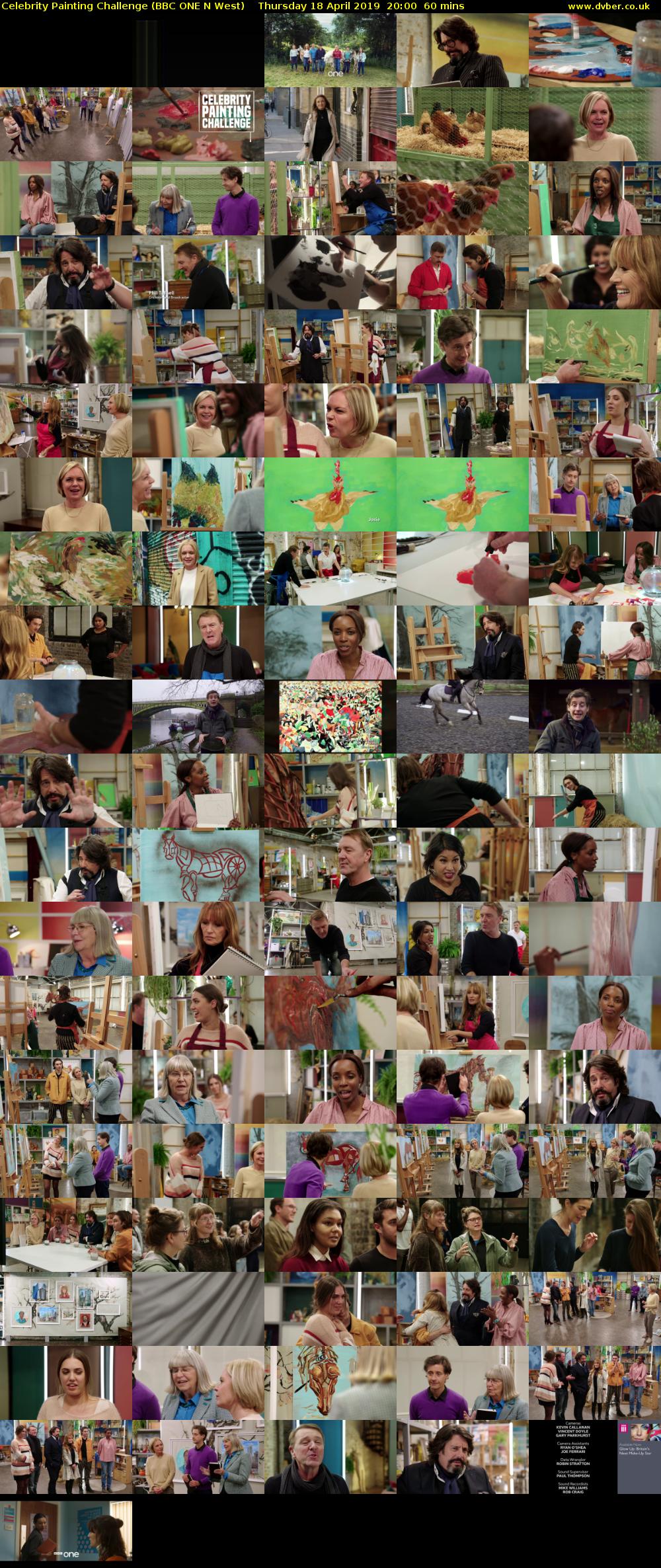 Celebrity Painting Challenge (BBC ONE N West) Thursday 18 April 2019 20:00 - 21:00