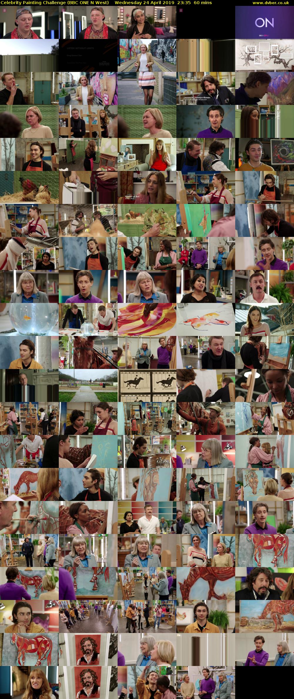 Celebrity Painting Challenge (BBC ONE N West) Wednesday 24 April 2019 23:35 - 00:35