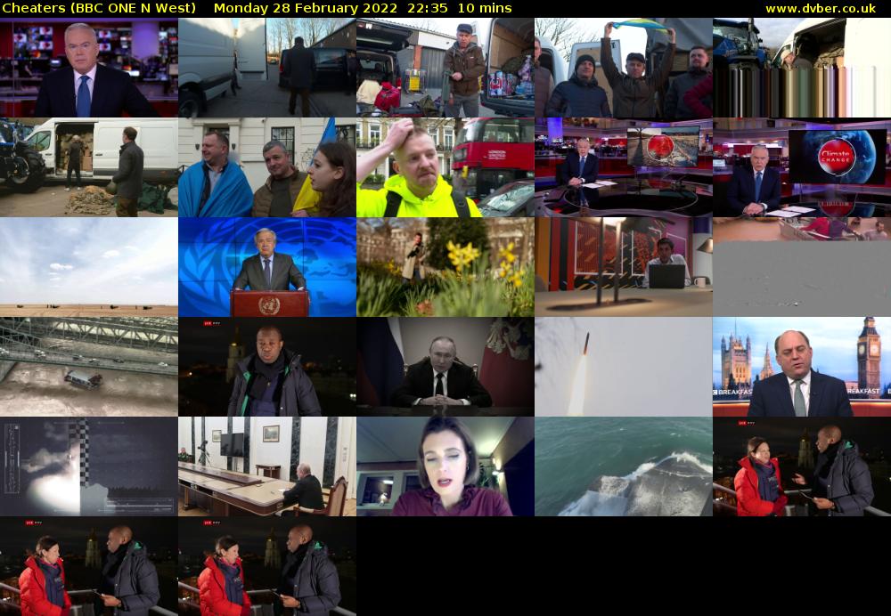 Cheaters (BBC ONE N West) Monday 28 February 2022 22:35 - 22:45