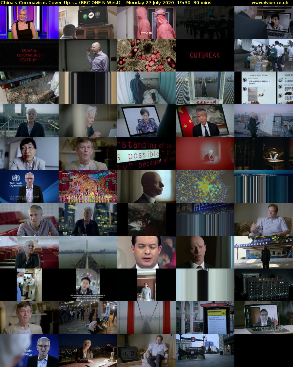 China's Coronavirus Cover-Up -... (BBC ONE N West) Monday 27 July 2020 19:30 - 20:00