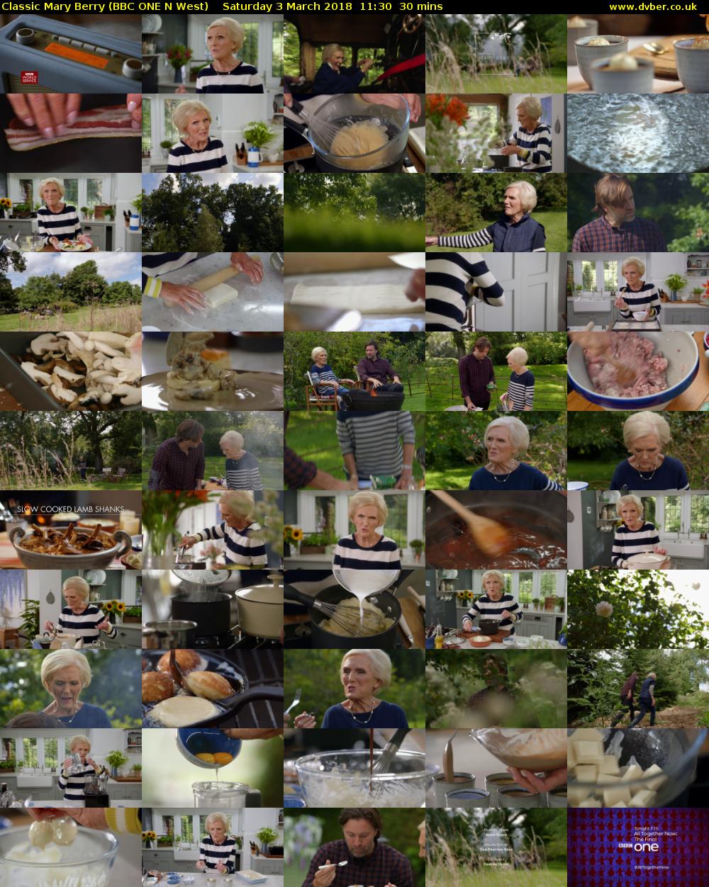 Classic Mary Berry (BBC ONE N West) Saturday 3 March 2018 11:30 - 12:00