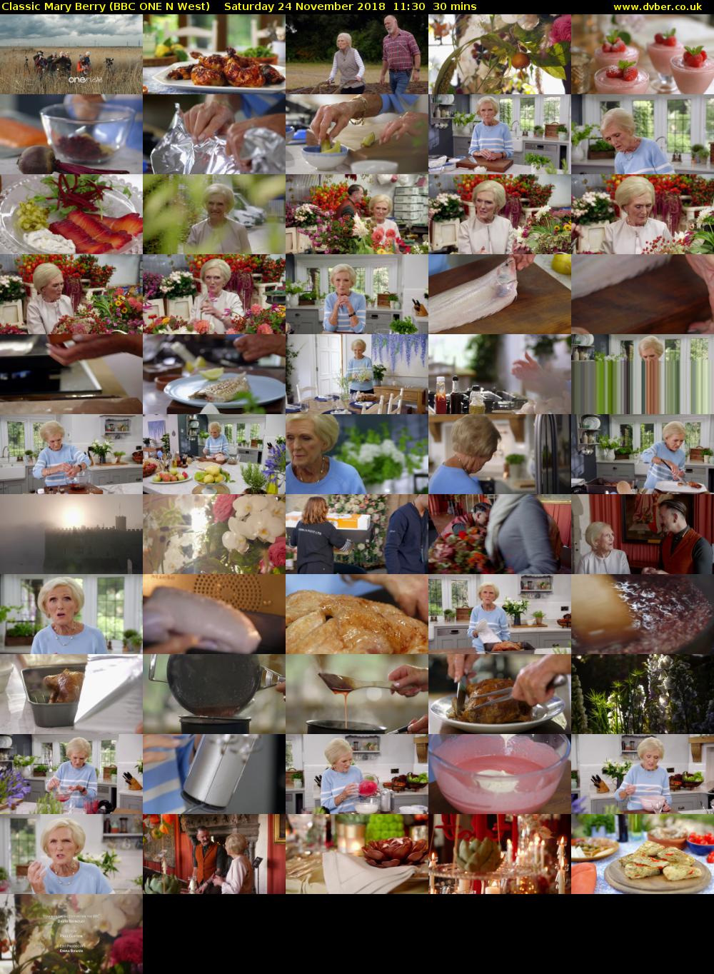 Classic Mary Berry (BBC ONE N West) Saturday 24 November 2018 11:30 - 12:00