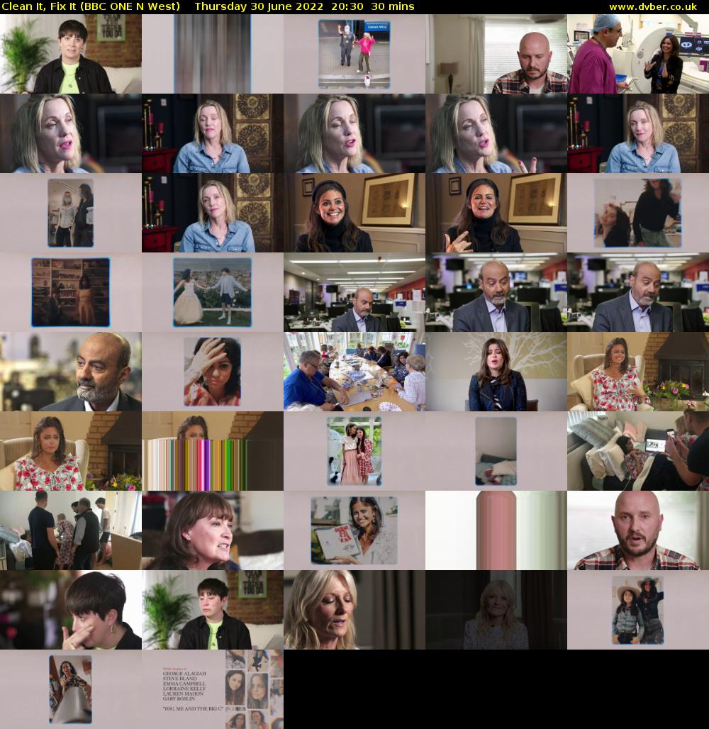 Clean It, Fix It (BBC ONE N West) Thursday 30 June 2022 20:30 - 21:00