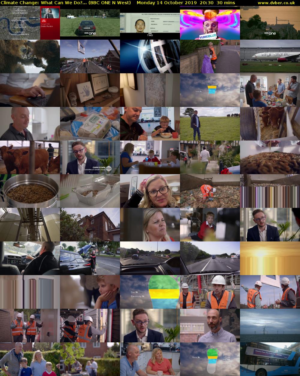 Climate Change: What Can We Do?... (BBC ONE N West) Monday 14 October 2019 20:30 - 21:00