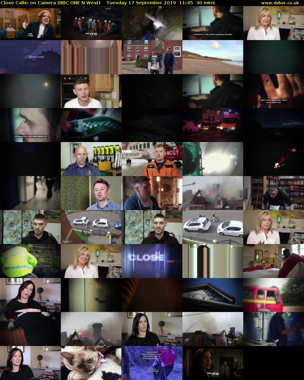 Close Calls: on Camera (BBC ONE N West) Tuesday 17 September 2019 11:45 - 12:15