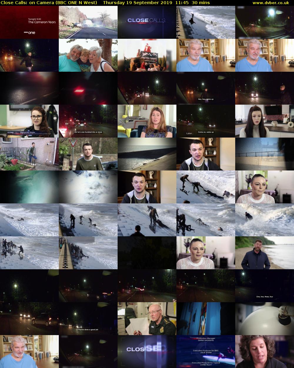 Close Calls: on Camera (BBC ONE N West) Thursday 19 September 2019 11:45 - 12:15