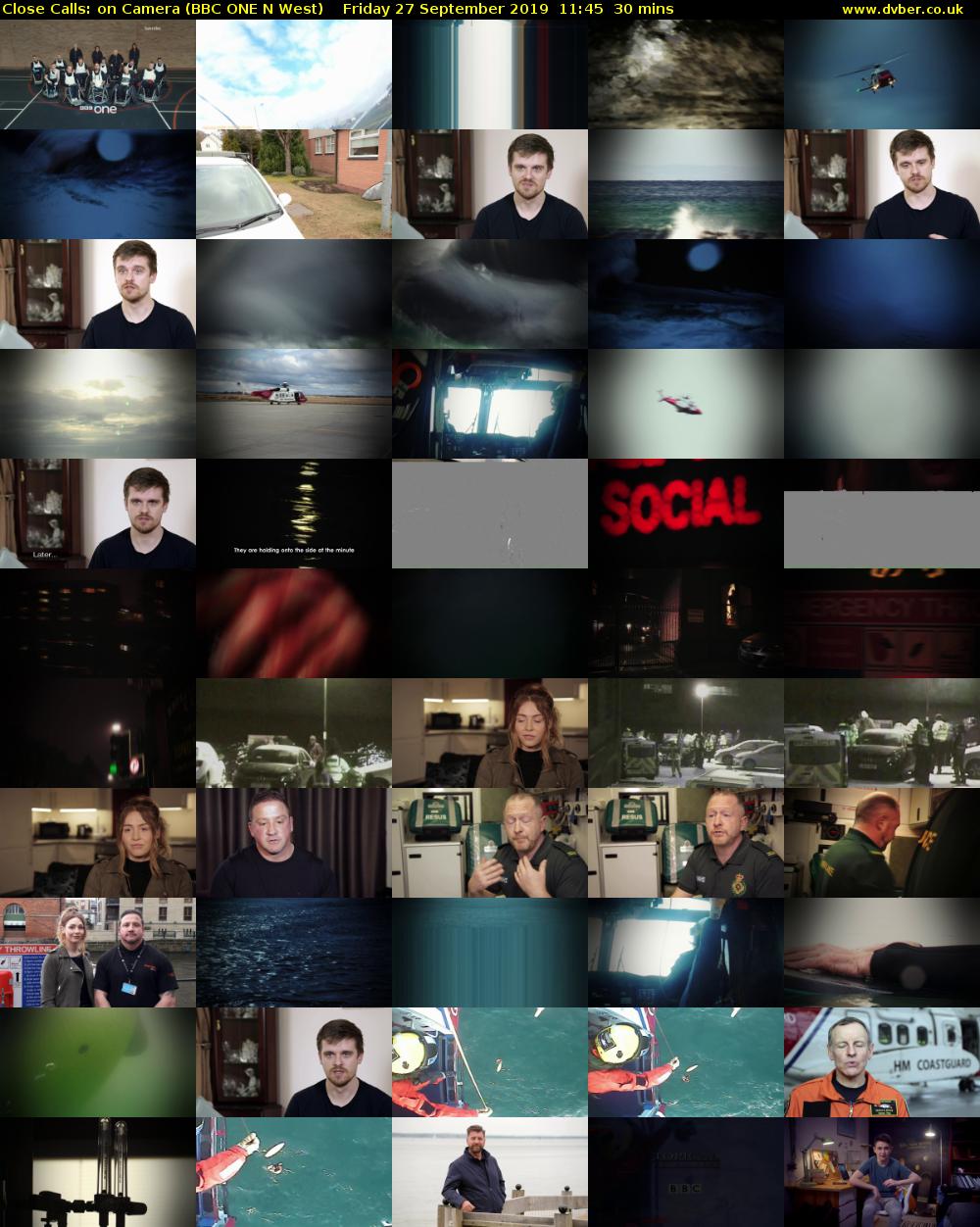 Close Calls: on Camera (BBC ONE N West) Friday 27 September 2019 11:45 - 12:15