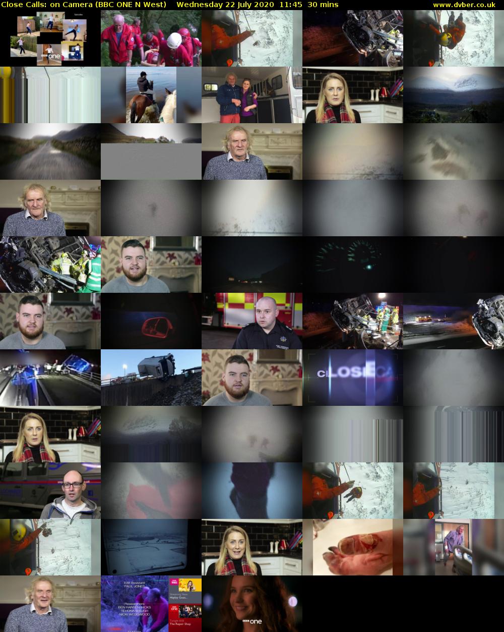 Close Calls: on Camera (BBC ONE N West) Wednesday 22 July 2020 11:45 - 12:15