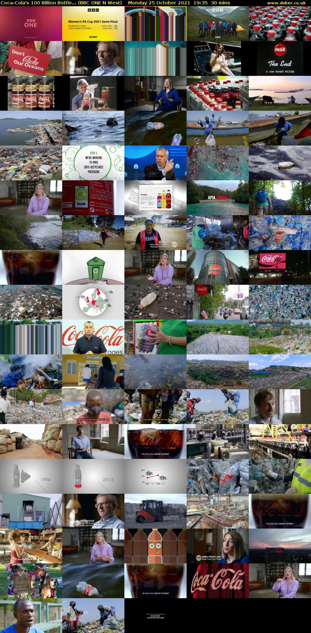 Coca-Cola's 100 Billion Bottle... (BBC ONE N West) Monday 25 October 2021 19:35 - 20:05
