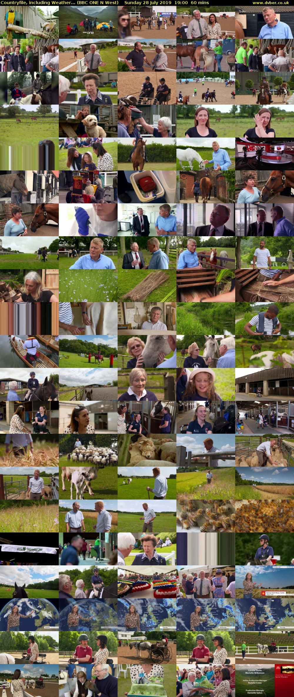 Countryfile, including Weather... (BBC ONE N West) Sunday 28 July 2019 19:00 - 20:00