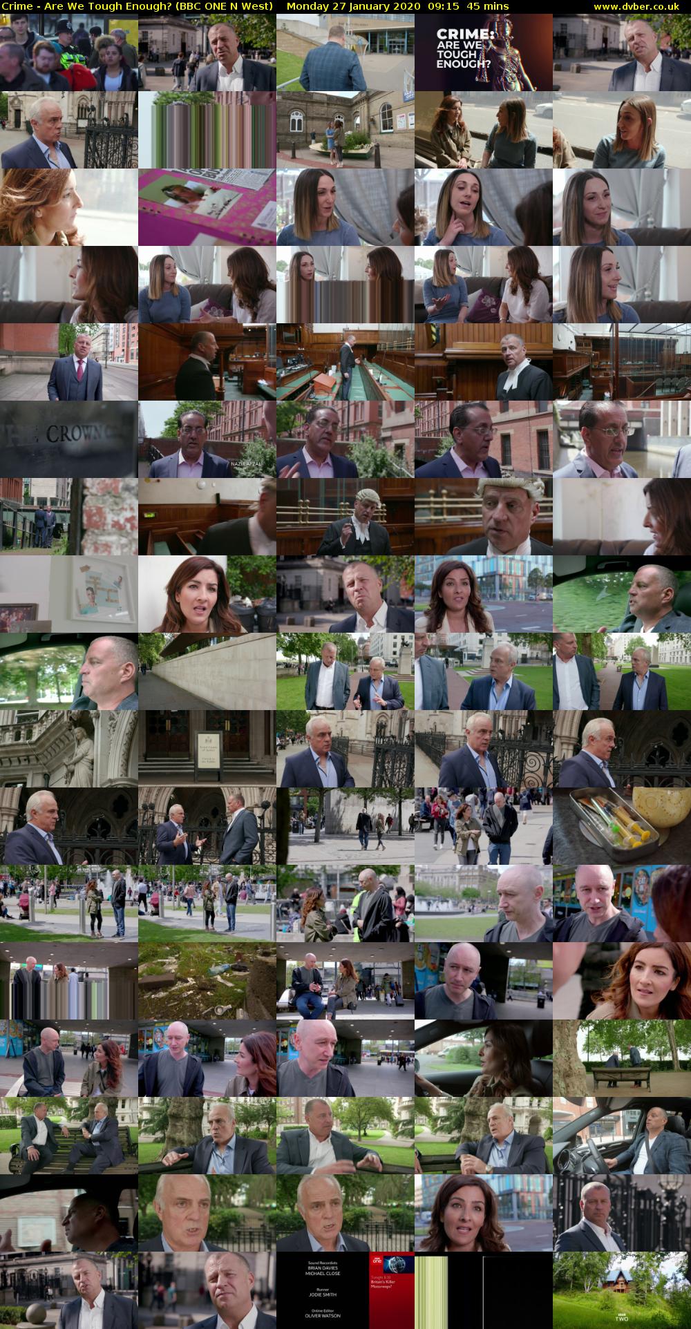 Crime - Are We Tough Enough? (BBC ONE N West) Monday 27 January 2020 09:15 - 10:00