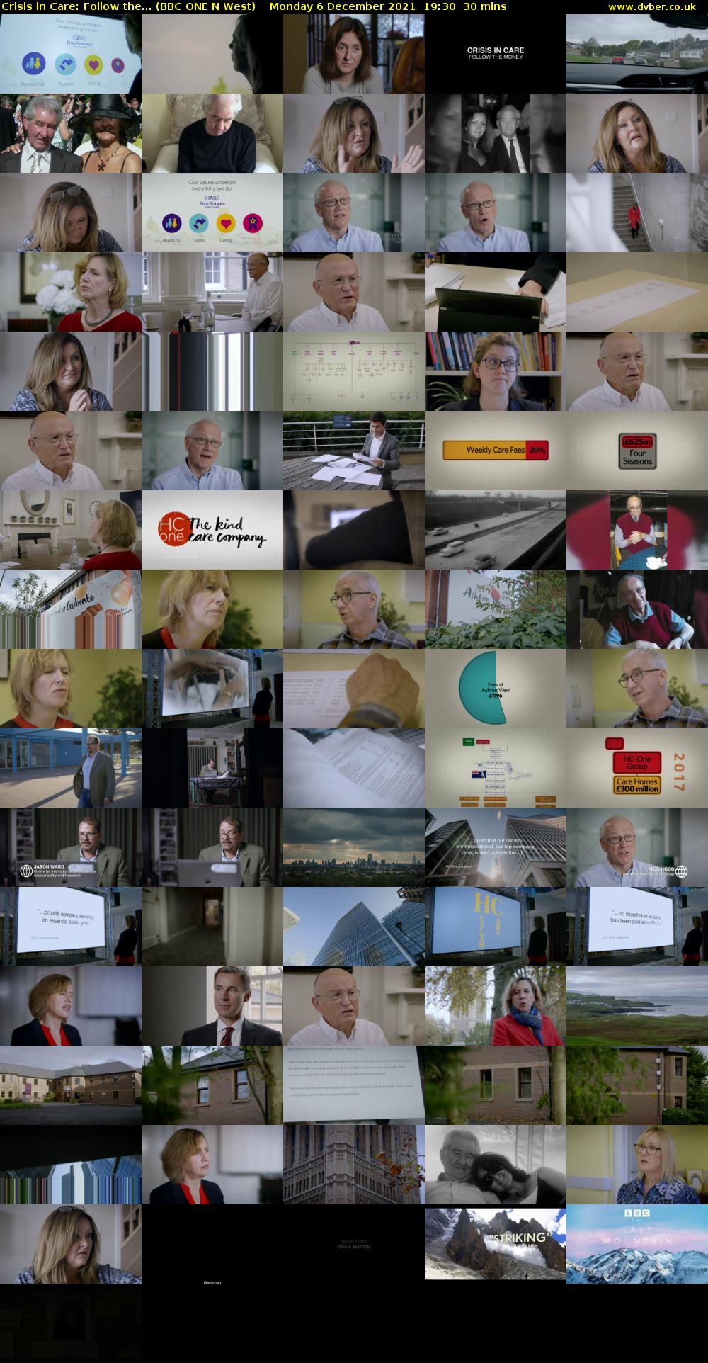 Crisis in Care: Follow the... (BBC ONE N West) Monday 6 December 2021 19:30 - 20:00