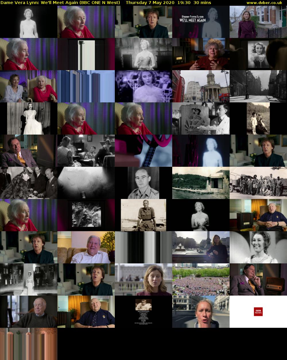 Dame Vera Lynn: We'll Meet Again (BBC ONE N West) Thursday 7 May 2020 19:30 - 20:00