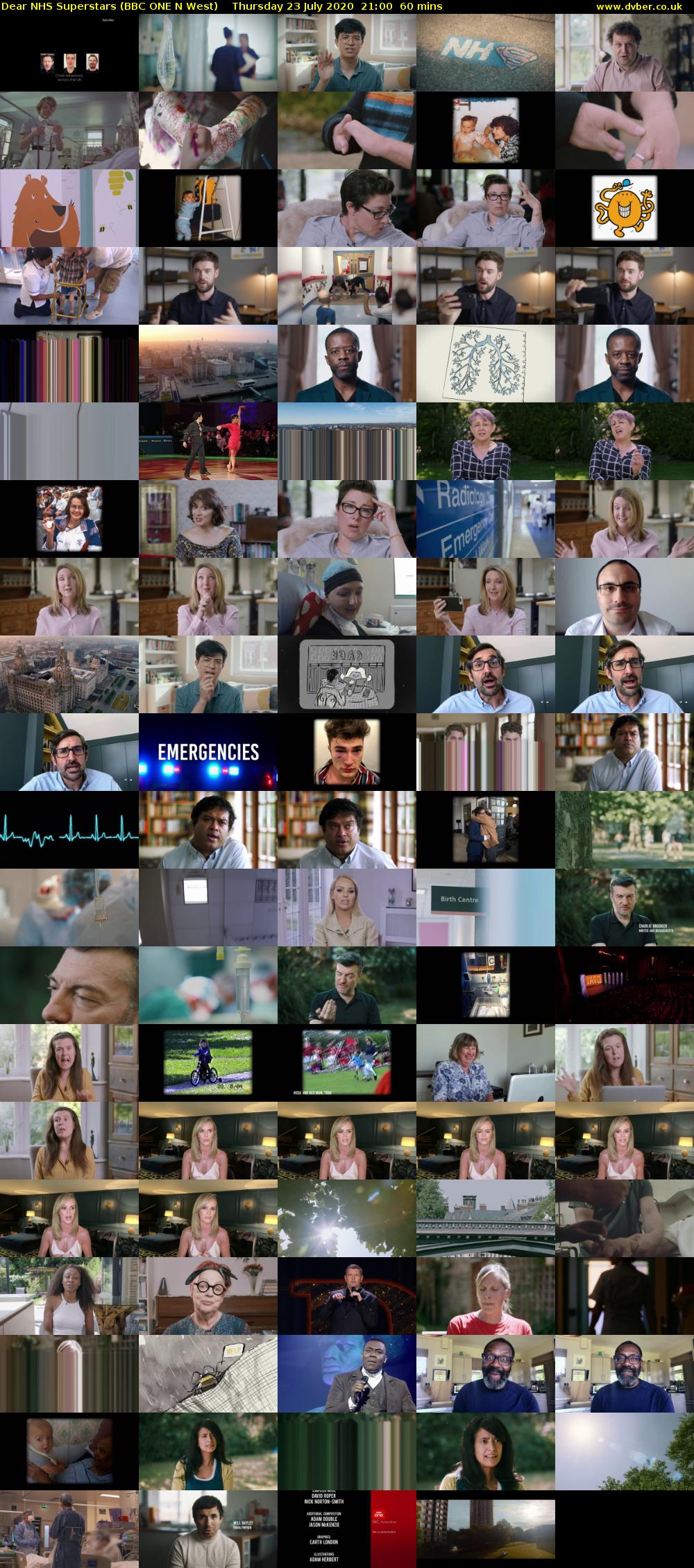 Dear NHS Superstars (BBC ONE N West) Thursday 23 July 2020 21:00 - 22:00