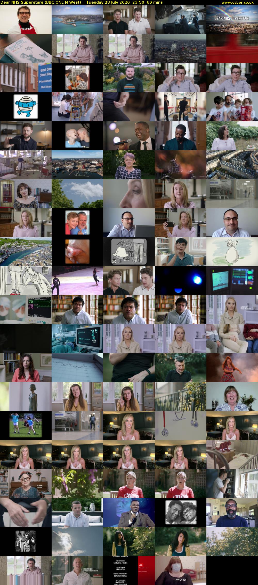 Dear NHS Superstars (BBC ONE N West) Tuesday 28 July 2020 23:50 - 00:50
