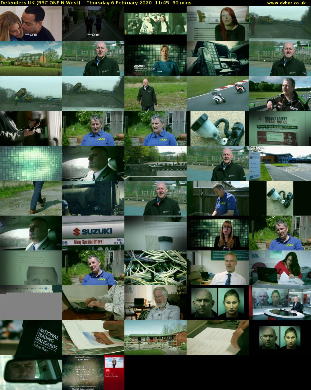Defenders UK (BBC ONE N West) Thursday 6 February 2020 11:45 - 12:15