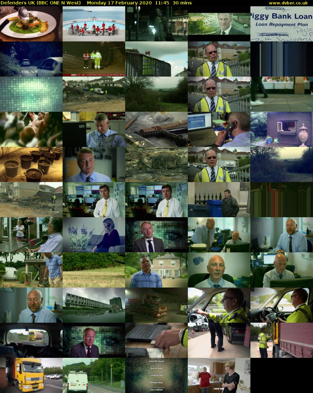 Defenders UK (BBC ONE N West) Monday 17 February 2020 11:45 - 12:15