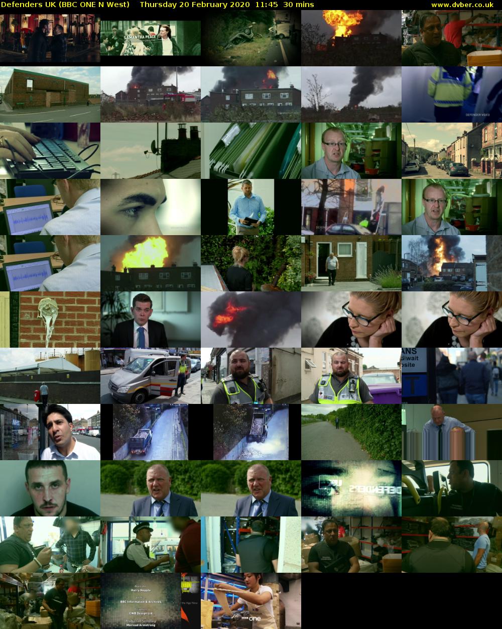 Defenders UK (BBC ONE N West) Thursday 20 February 2020 11:45 - 12:15