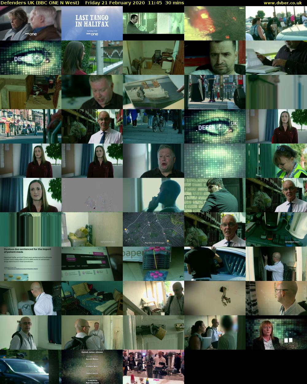 Defenders UK (BBC ONE N West) Friday 21 February 2020 11:45 - 12:15