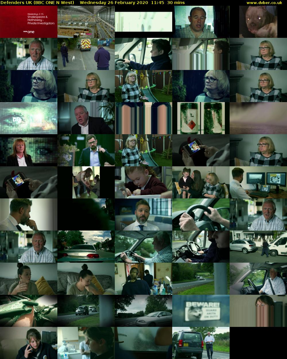 Defenders UK (BBC ONE N West) Wednesday 26 February 2020 11:45 - 12:15