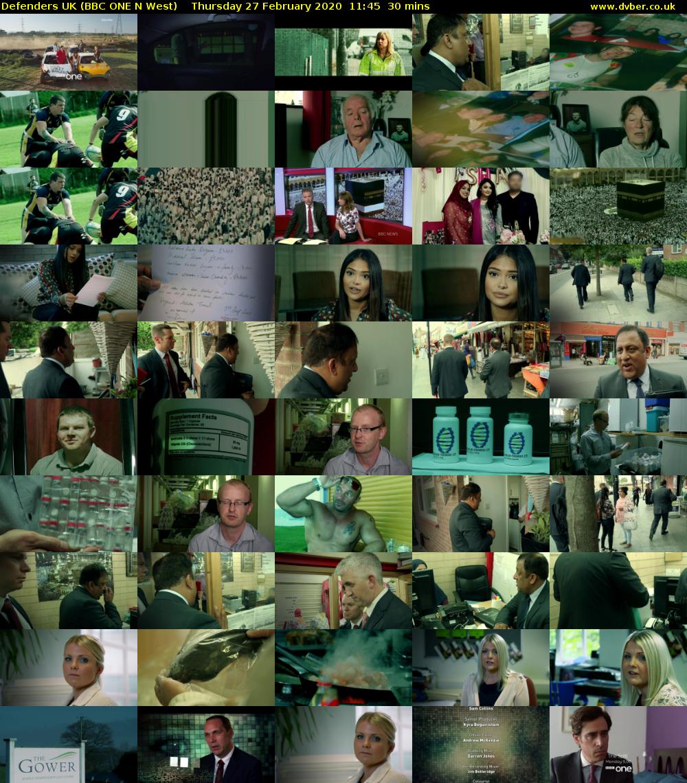 Defenders UK (BBC ONE N West) Thursday 27 February 2020 11:45 - 12:15