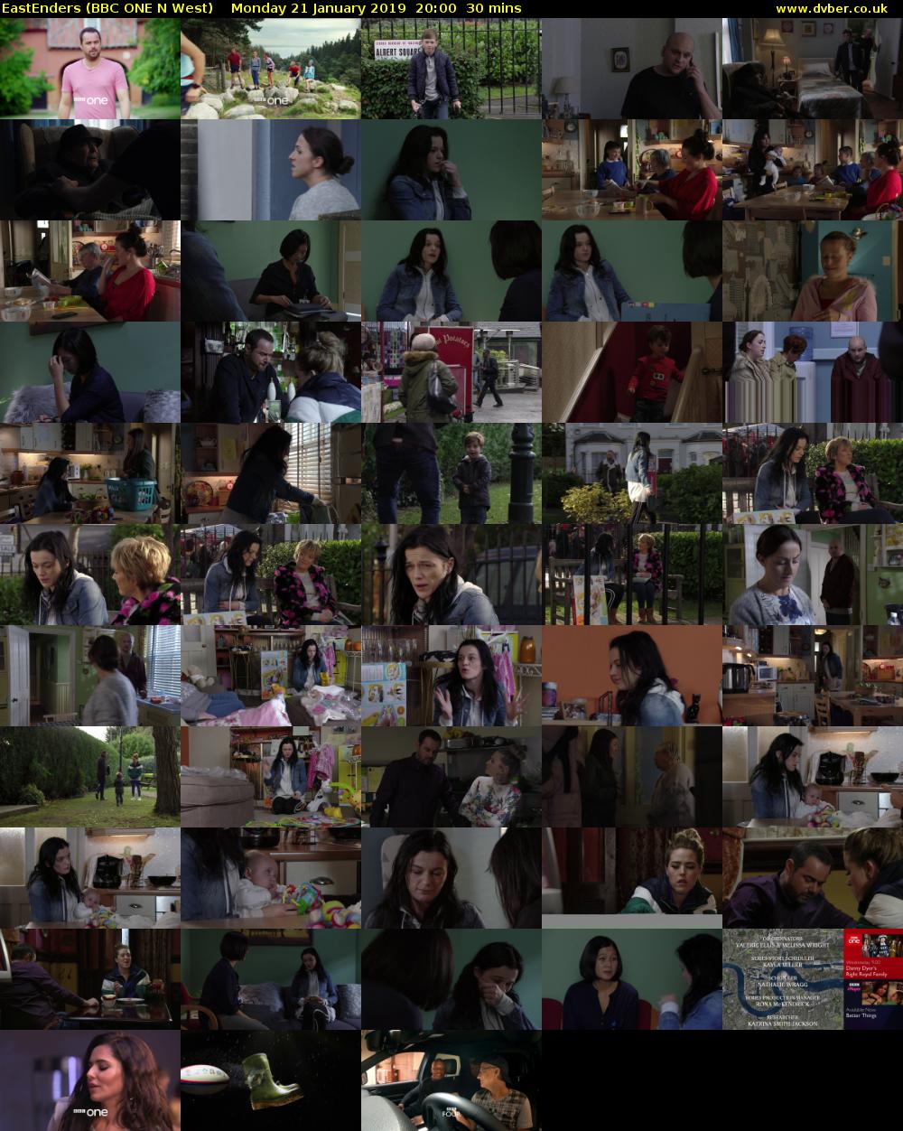 EastEnders (BBC ONE N West) Monday 21 January 2019 20:00 - 20:30