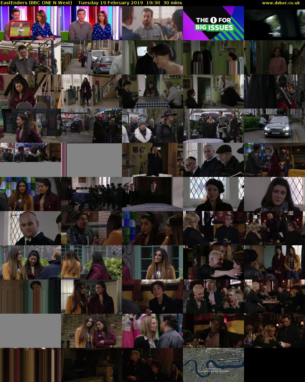 EastEnders (BBC ONE N West) Tuesday 19 February 2019 19:30 - 20:00