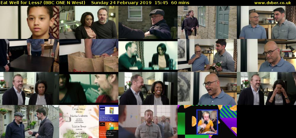 Eat Well for Less? (BBC ONE N West) Sunday 24 February 2019 15:45 - 16:45
