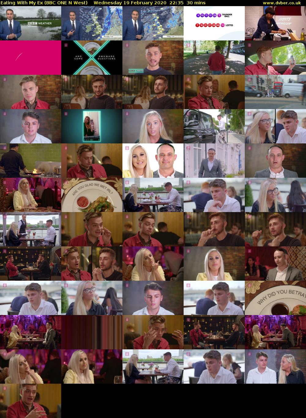 Eating With My Ex (BBC ONE N West) Wednesday 19 February 2020 22:35 - 23:05