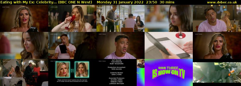 Eating with My Ex: Celebrity... (BBC ONE N West) Monday 31 January 2022 23:50 - 00:20