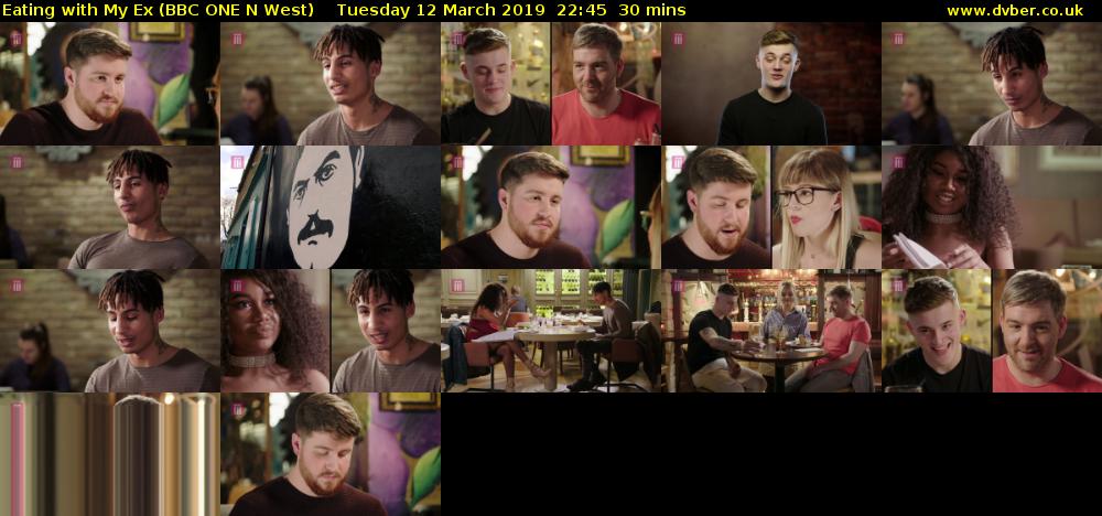 Eating with My Ex (BBC ONE N West) Tuesday 12 March 2019 22:45 - 23:15