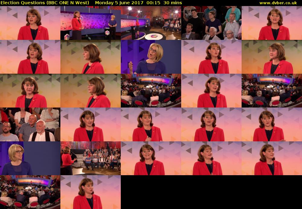 Election Questions (BBC ONE N West) Monday 5 June 2017 00:15 - 00:45