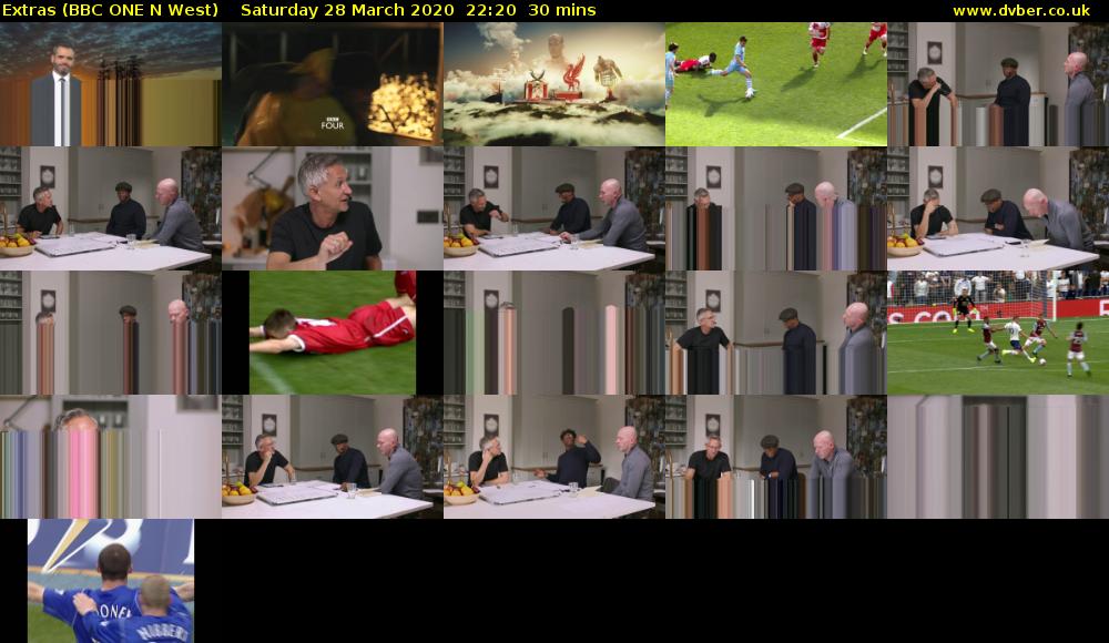 Extras (BBC ONE N West) Saturday 28 March 2020 22:20 - 22:50