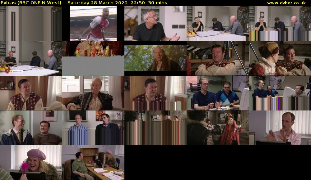 Extras (BBC ONE N West) Saturday 28 March 2020 22:50 - 23:20