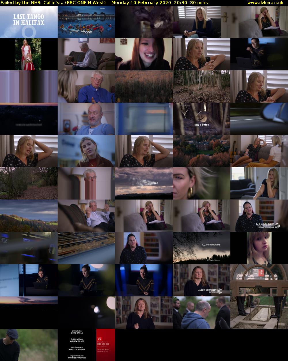 Failed by the NHS: Callie's... (BBC ONE N West) Monday 10 February 2020 20:30 - 21:00