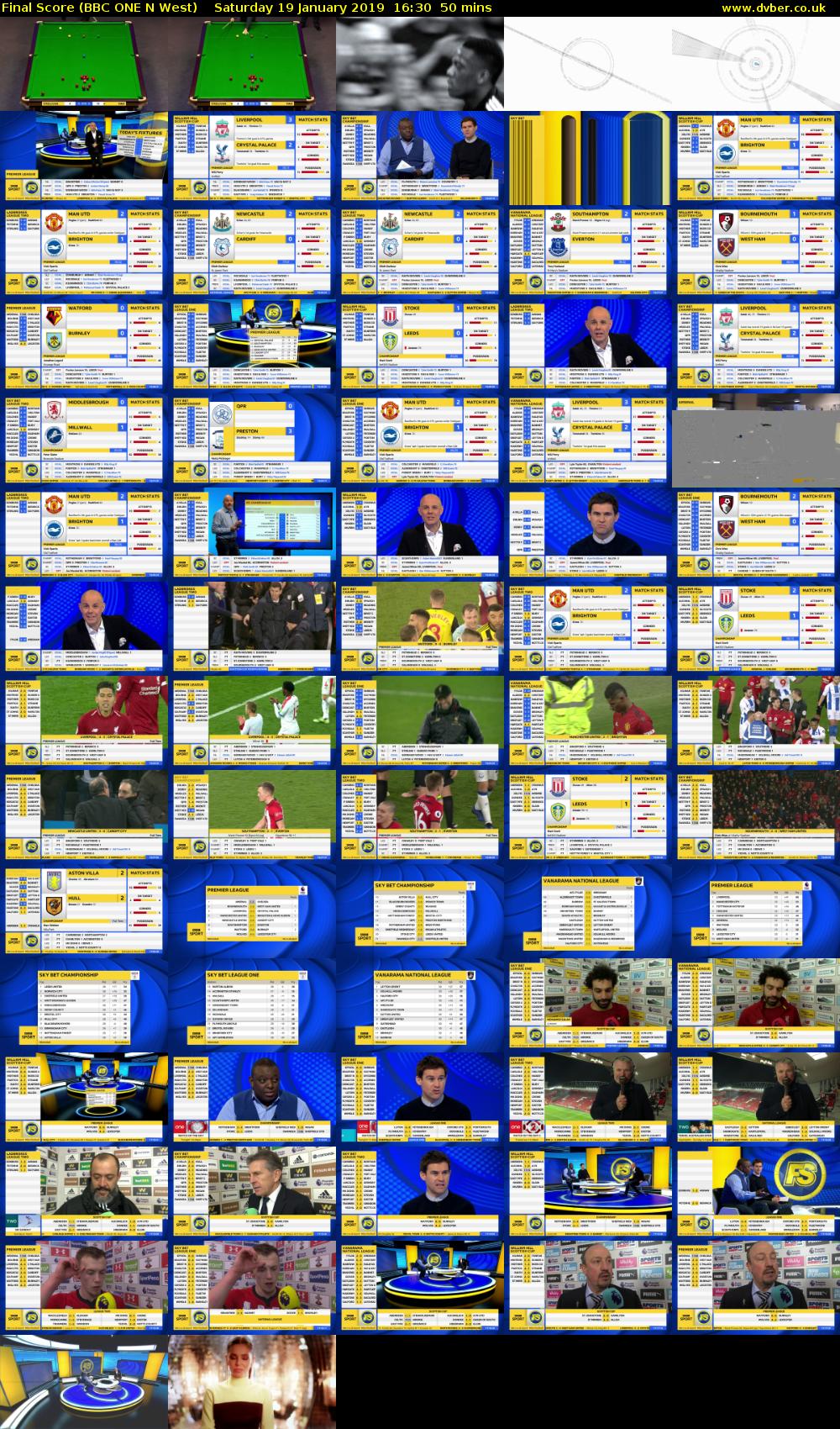 Final Score (BBC ONE N West) Saturday 19 January 2019 16:30 - 17:20